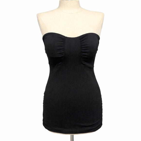 Susana Monaco Tops - Susana Monaco Black Strapless Top Ruched Bust Bodycon Stretch Size S